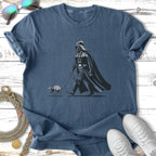 Darth Vader walking a small AT-AT on a leash.