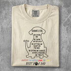 Cream t-shirt with dog graphic and text about being a dog dad.