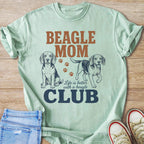 Beagle Mom Club with drawings of two beagles and paw prints.