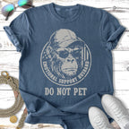 T-shirt with sunglasses-wearing monkey graphic and "Emotional Support Husband" text.