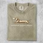 T-shirt with a dachshund graphic and "emotional support wiener" text.