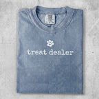 Comfort Colors t-shirt with paw print and "treat dealer" text.