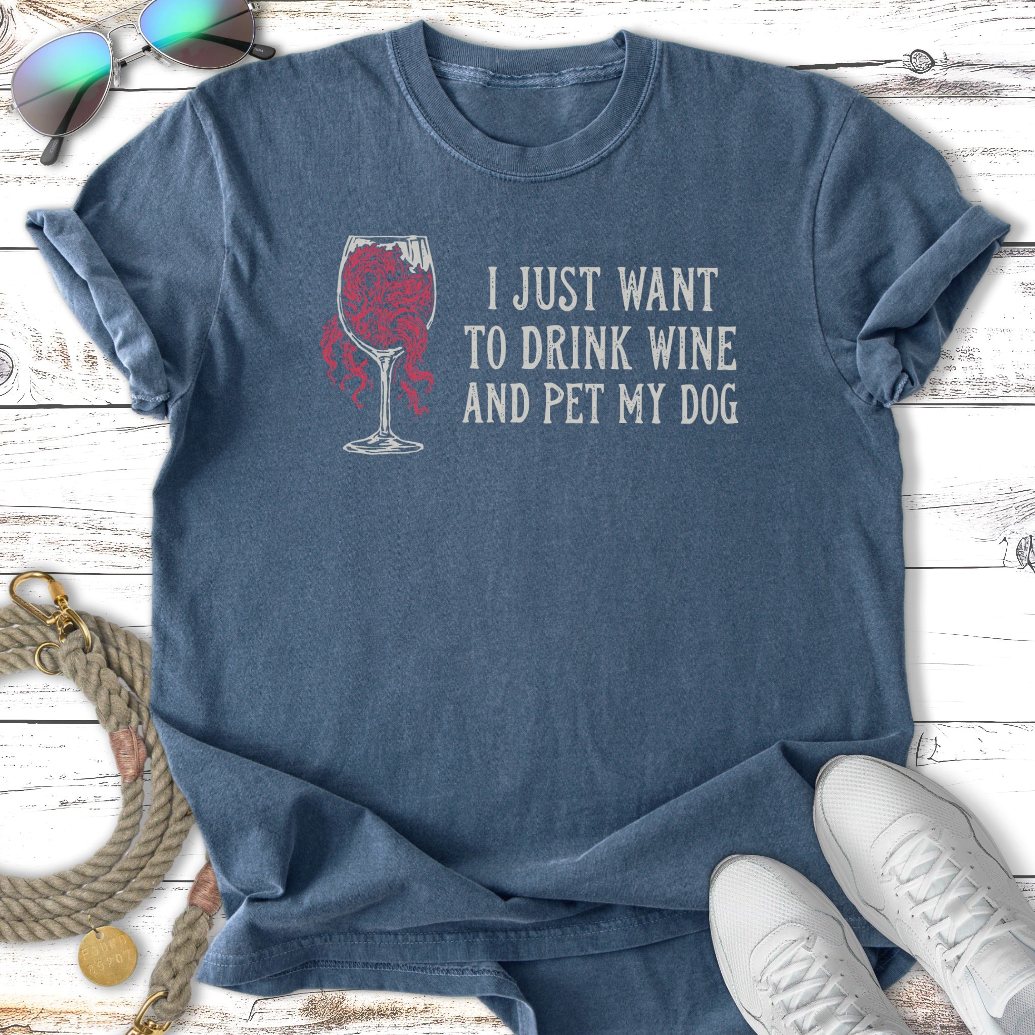 Wine & Pet My Dog Cozy Lifestyle T-Shirt