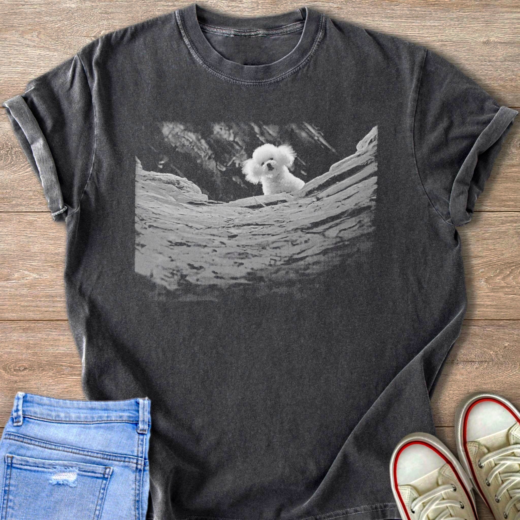 Pepper Comfort Colors 1717 t-shirt with a white poodle design from silence of the lambs peeking above from a rocky well.
