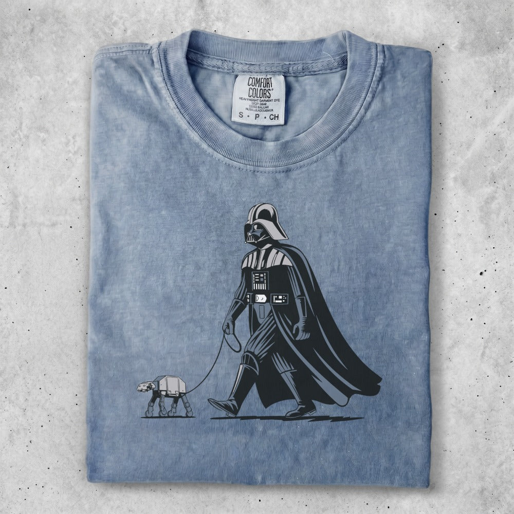Darth Vader walks an AT-ST on a leash, Comfort Colors t-shirt.