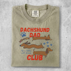 Dachshund Dad graphic tee with three dachshunds and club text.