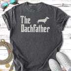Black t-shirt with "The DachFather" and dachshund graphic.