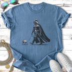 Darth Vader walking an AT-ST on a leash.
