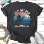 Dark t-shirt with "BEST CAT DAD EVER" and fist bump graphic.