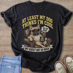 Black t-shirt with a French bulldog wearing sunglasses and holding a mug that says "#1 Human".