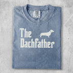 The Dachfather t-shirt with a dachshund silhouette.