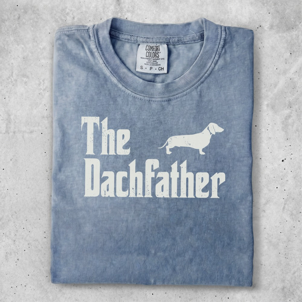 The Dachfather t-shirt with a dachshund silhouette.
