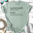 Mint t-shirt with "labtrovert" text and definition for Labrador Retriever lovers.