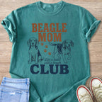 Teal t-shirt with "BEAGLE MOM" and "CLUB" text featuring two beagle illustrations.
