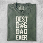 Green t-shirt with "BEST DOG DAD EVER" text in white.