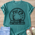 Teal t-shirt with distressed graphic of a chubby dog and text.