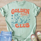 Golden Mom Club t-shirt with two golden retrievers and text.