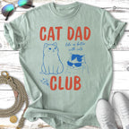 Light mint t-shirt with "Cat Dad Club" text and two cats wearing sunglasses.
