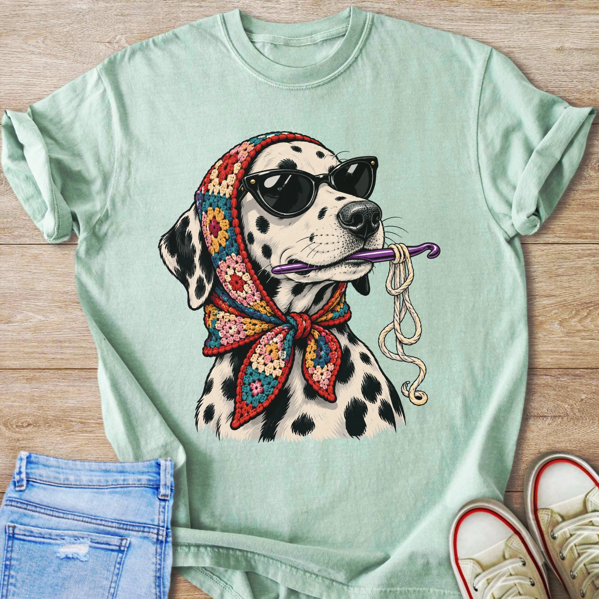 Dalmatian wearing sunglasses and