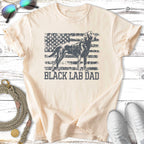 Black Lab Dad t-shirt with distressed American flag design.