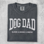 Dark gray t-shirt with "DOG DAD" and bone graphic.