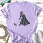 Darth Vader walks an AT-ST on a leash.