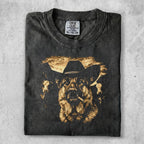 T-shirt with a German Shepherd wearing a cowboy hat and smoking a cigar.