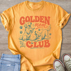 Golden Mom Club shirt with two golden retrievers playing and text "life is better with goldens".