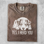 Brown t-shirt with a dog graphic and "Yes, I Herd You" text.