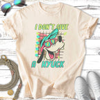 Goofy in sunglasses and a hat with "I don't give a hyuck" text on a graphic tee.