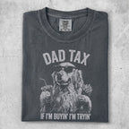 T-shirt with a golden retriever wearing sunglasses and holding a drink and fries.