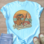 Vizsla dog wearing sunglasses giving a high five with text "Vizsla Dad".