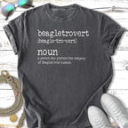 T-shirt with "beagletrovert" definition, printed on charcoal fabric.