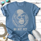 Blue t-shirt with "Emotional Support Husband" and "Do Not Pet" graphic.