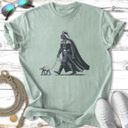 Darth Vader walking an AT-ST walker on a leash.