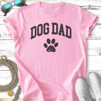 Pink t-shirt with "DOG DAD" and a paw print graphic.