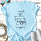 Light blue t-shirt with Father's Day message for dog dads.