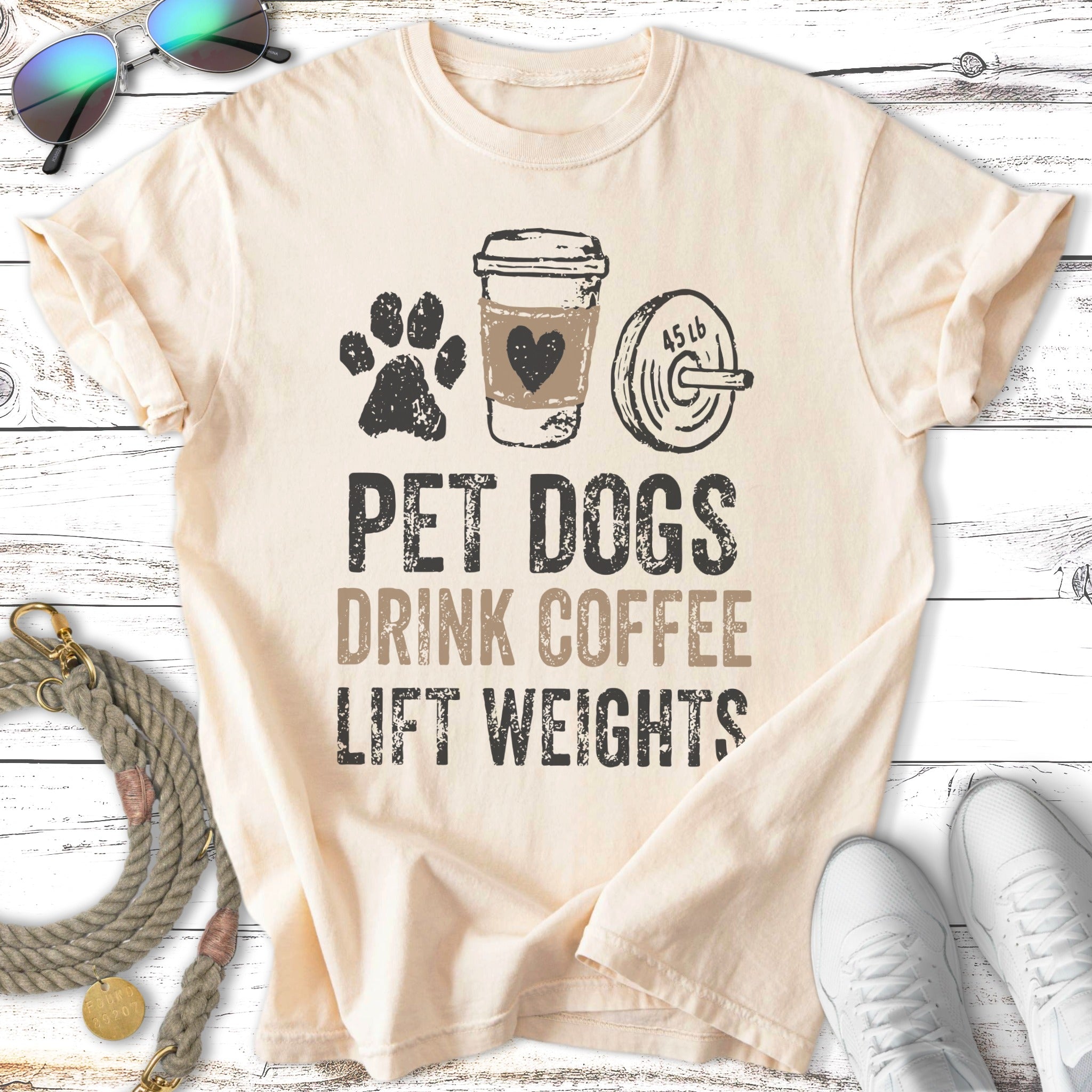 Pet Dogs, Coffee, Lift Weights Lifestyle T-Shirt