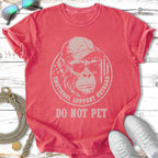 T-shirt with "Emotional Support Husband" and "Do Not Pet" text, featuring a chimpanzee graphic.