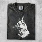 Dark grey t-shirt with a white German Shepherd portrait and Comfort Colors logo.