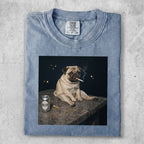 T-shirt with a bulldog smoking a cigarette and a can of beer.