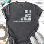 T-shirt with "BOLD BADASS SUPER WOMAN" and dog phrase.