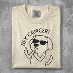 T-shirt with a cartoon dog wearing sunglasses giving the middle finger.
