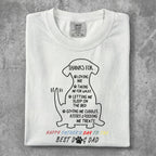 White t-shirt with "Thanks for loving me" text and dog outline for Father's Day.